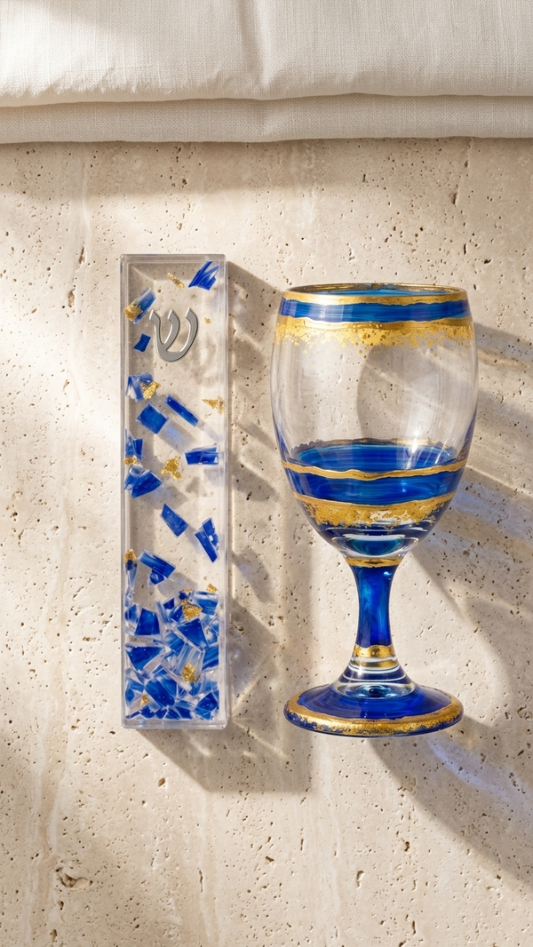 Mezuzah - Chuppah kit - Handpainted glass